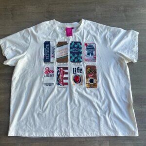 EUC QUEEN OF SPARKLES - red, white and beer t-shirt - size XL